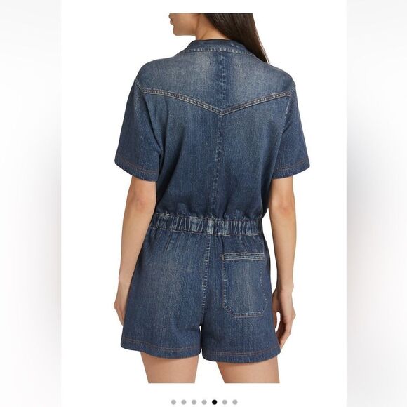 Rag & Bone Miramar Denim Cotton Romper Blue Women’s Size XS - Picture 8 of 14